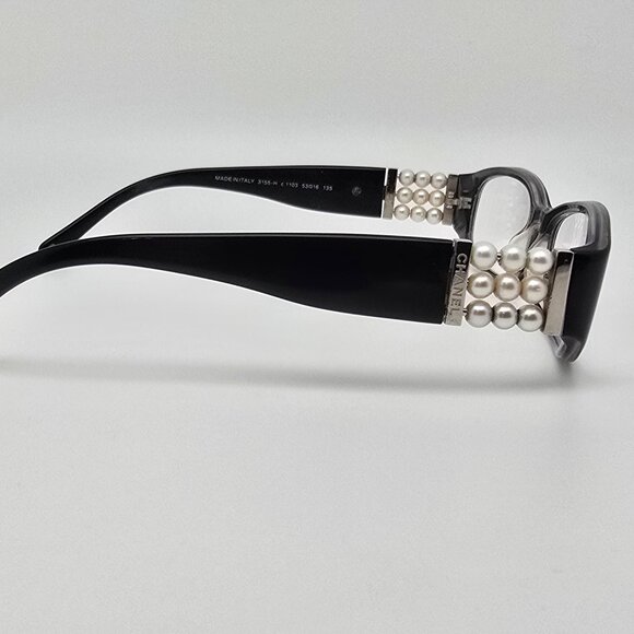 Chanel 3155-H c 1103 Collection Perle Black Eyeglasses Frame w/ Case Italy 53mm - Picture 6 of 16